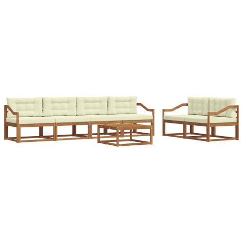 Комплект дивани за открито 7 pcs Натурален и Крема