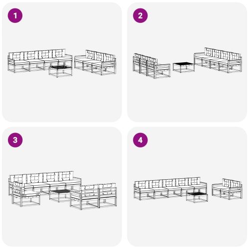Комплект дивани за открито 8 pcs Натурален и Антрацит
