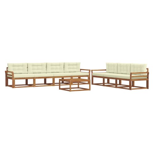 Комплект дивани за открито 8 pcs Натурален и Крема