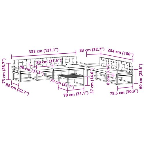 Комплект дивани за открито 8 pcs Натурален и Крема