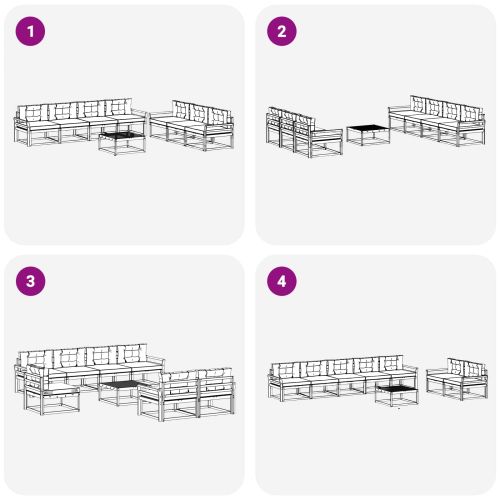 Комплект дивани за открито 8 pcs Натурален и Антрацит
