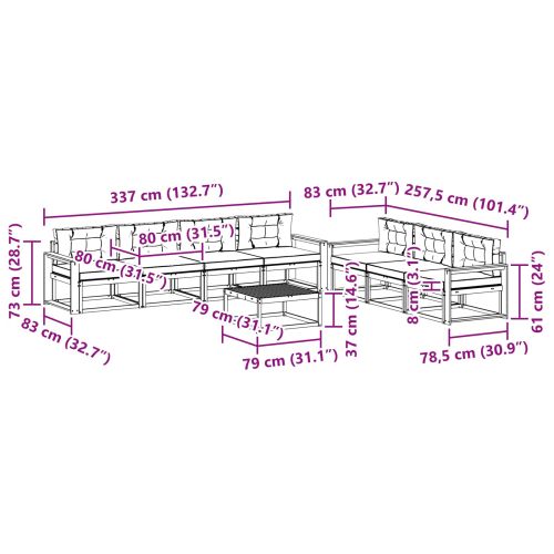 Комплект дивани за открито 8 pcs Натурален и Антрацит