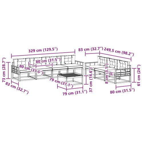 Комплект дивани за открито 8 pcs Натурален и Крема