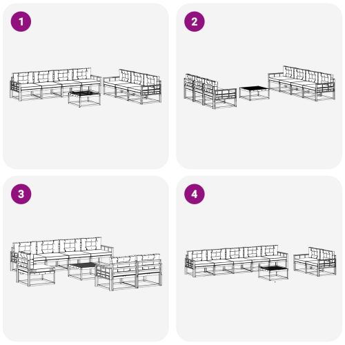 Комплект дивани за открито 8 pcs Натурален и Антрацит