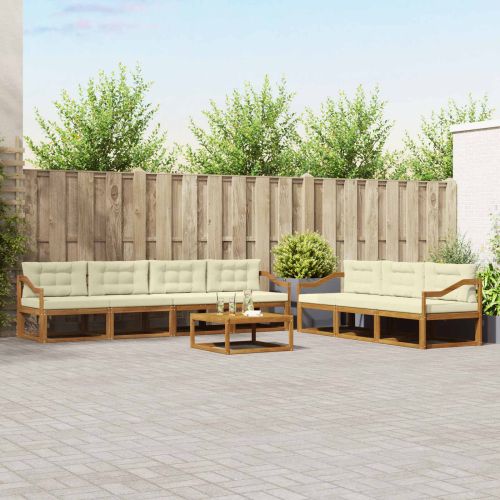 Комплект дивани за открито 8 pcs Натурален и Крема