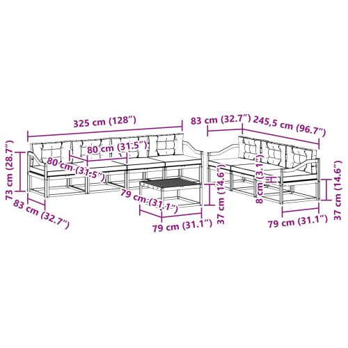 Комплект дивани за открито 8 pcs Натурален и Антрацит