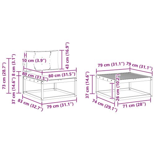 Комплект дивани за открито 8 pcs Натурален и Антрацит
