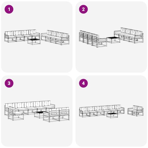 Комплект дивани за открито 9 pcs Натурален и Крема