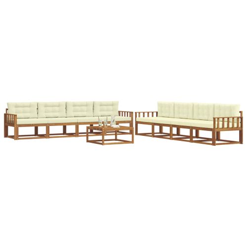 Комплект дивани за открито 9 pcs Натурален и Крема
