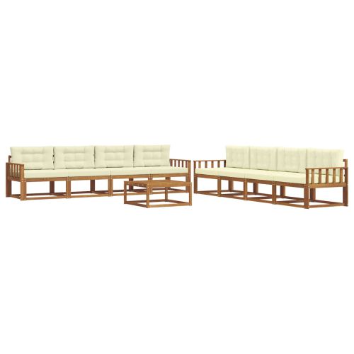 Комплект дивани за открито 9 pcs Натурален и Крема