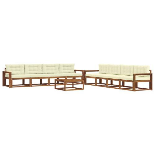 Комплект дивани за открито 9 pcs Натурален и Крема