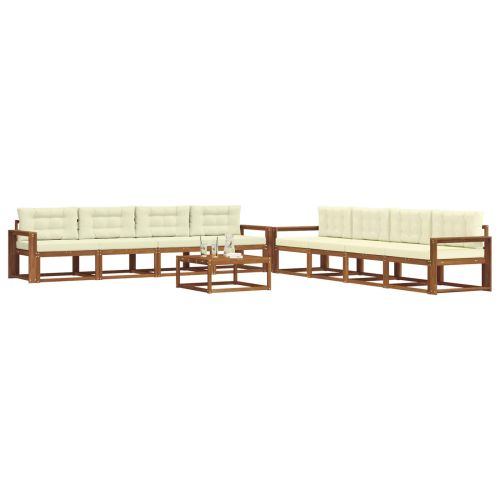 Комплект дивани за открито 9 pcs Натурален и Крема