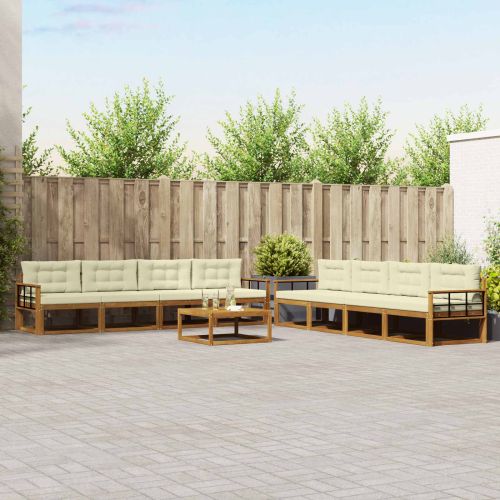 Комплект дивани за открито 9 pcs Натурален и Крема
