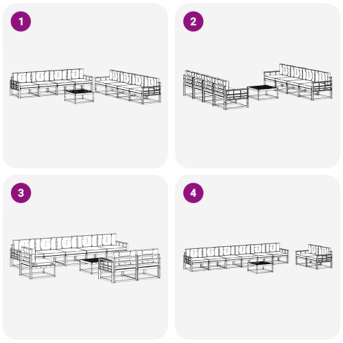 Комплект дивани за открито 9 pcs Натурален и Антрацит
