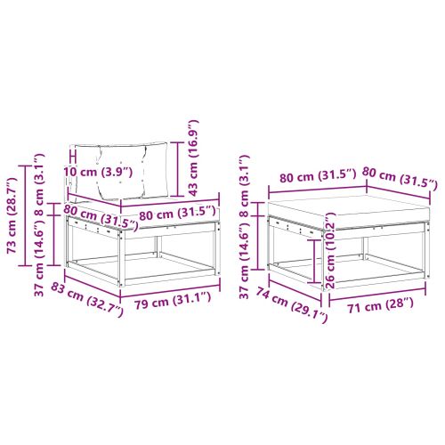 Комплект дивани за открито 5 pcs Натурален и Крема