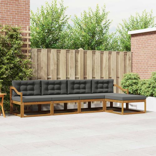 Комплект дивани за открито 5 pcs Натурален и Антрацит