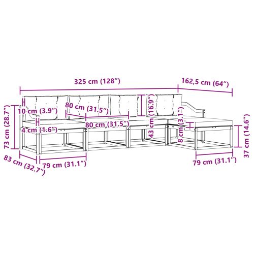 Комплект дивани за открито 5 pcs Натурален и Антрацит