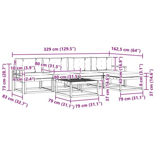 Комплект дивани за открито 6 pcs Натурален и Антрацит