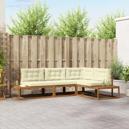 Комплект дивани за открито 4 Брой Натурален и Крема