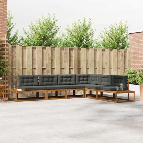 Комплект дивани за открито 6 Брой Натурален и Антрацит