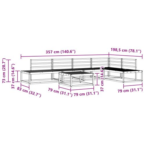 Комплект дивани за открито 7 Брой Естествен
