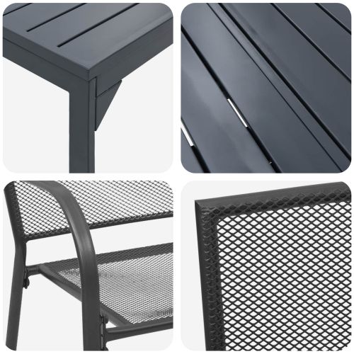 Комплект за хранене в градината 9 pcs Антрацит Стомана