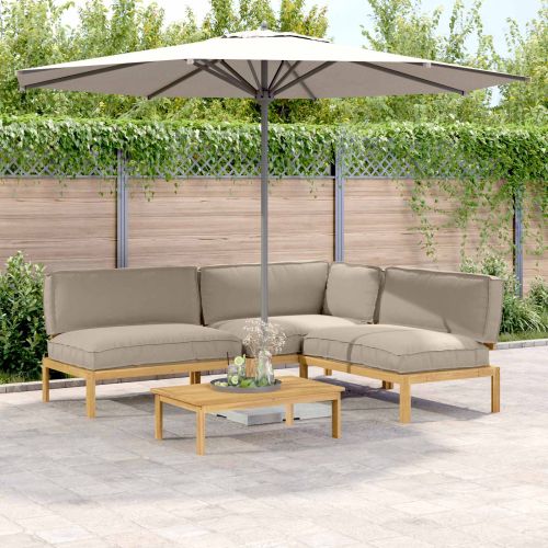 Комплект дивани Едноцветен 4 pcs Таупе Солидно акациево дърво