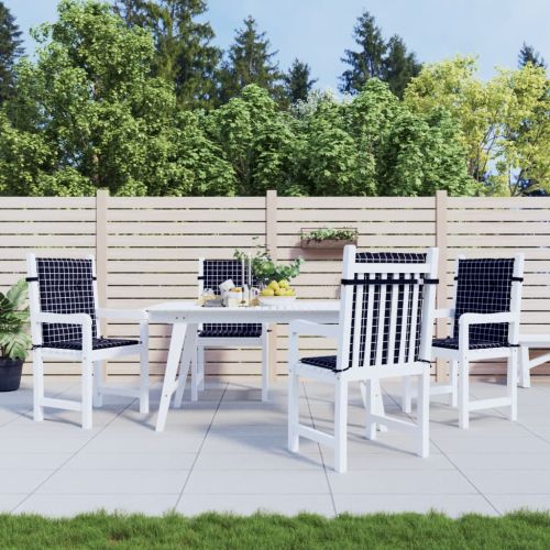 Възглавници за стол с ниска облегалка 4 бр черно каре текстил