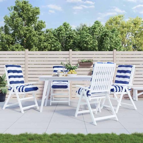 Възглавници за столове с облегалки 4 бр синьо-бели Оксфорд плат