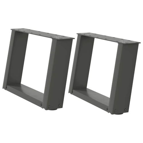 Крака за масичка за кафе, U-образни, 2 бр., антрацит, 40x(30-31) см, стомана