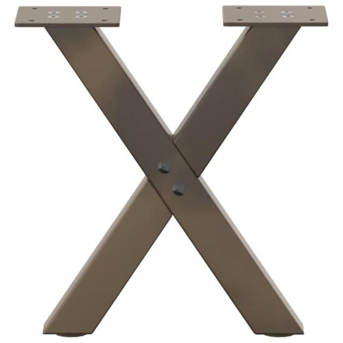 Крака за масичка за кафе, X-образни, 2 бр., естествена стомана, 30 x (30-31) см, стомана