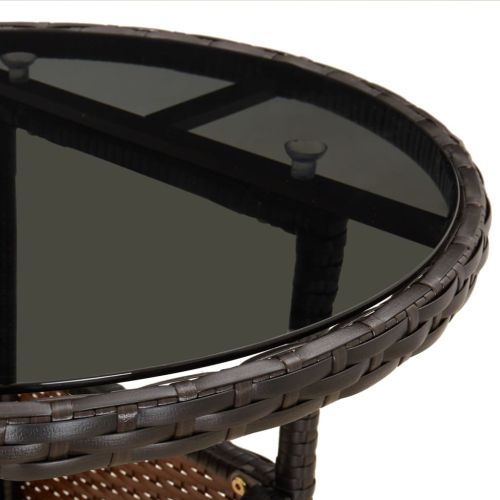 Градински бистро комплект с възглавници 5 части кафяв полиратан