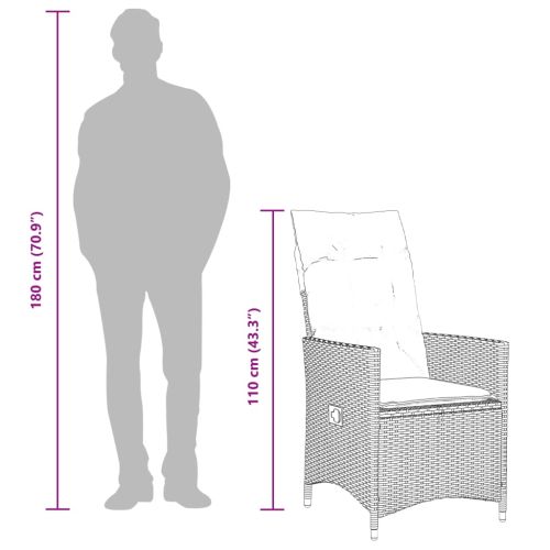 Градински бистро комплект с възглавници 11части черен полиратан