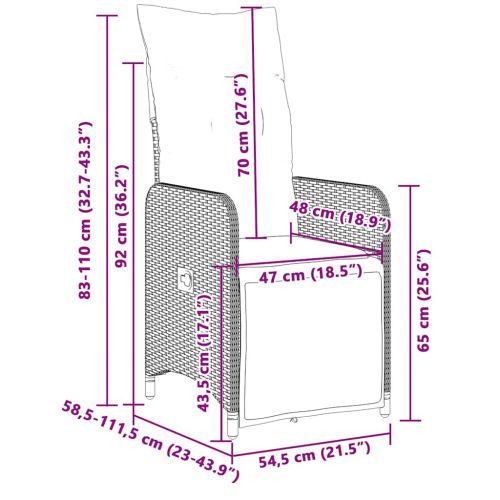 Градински бистро комплект с възглавници 9 части черен полиратан