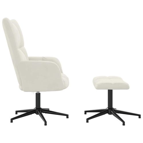 Стол за релакс с табуретка, кремавобял, кадифе