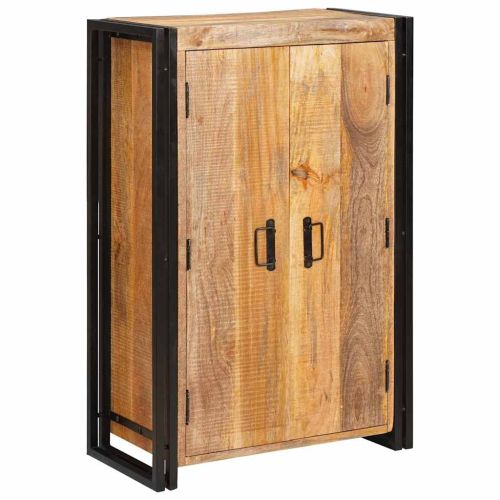 Витрина с врати Кафяво Масивно грубо мангово дърво и метал