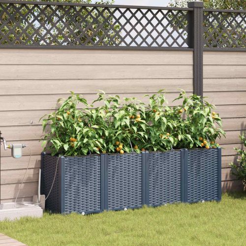 Градинска саксия 4 pcs Сив 160 x 40 x 52 см Пластмаса