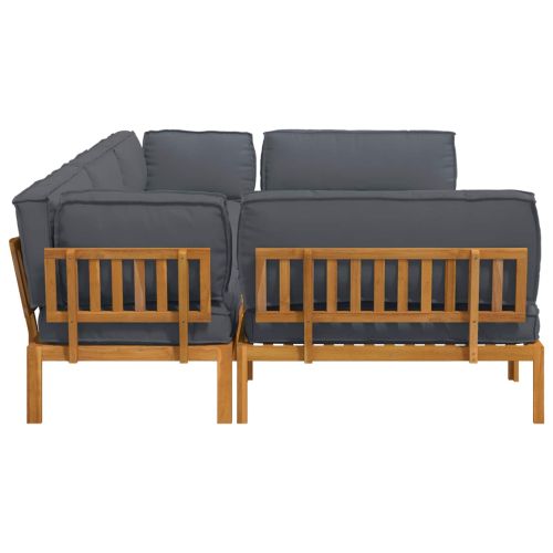 Комплект дивани 6 pcs Антрацит Солидно акациево дърво