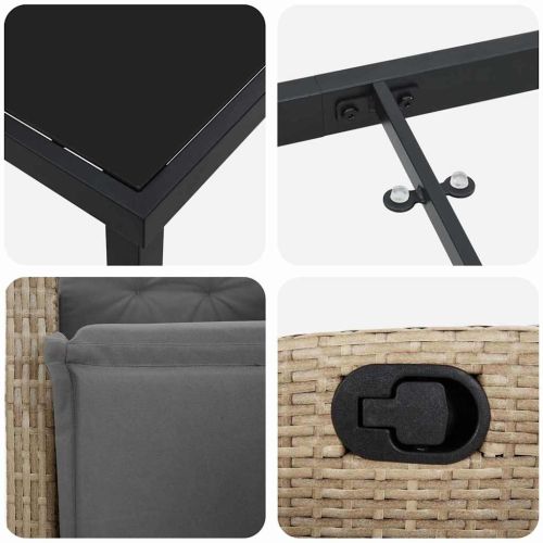 Комплект за хранене в градината 5 pcs Бежово полиратан