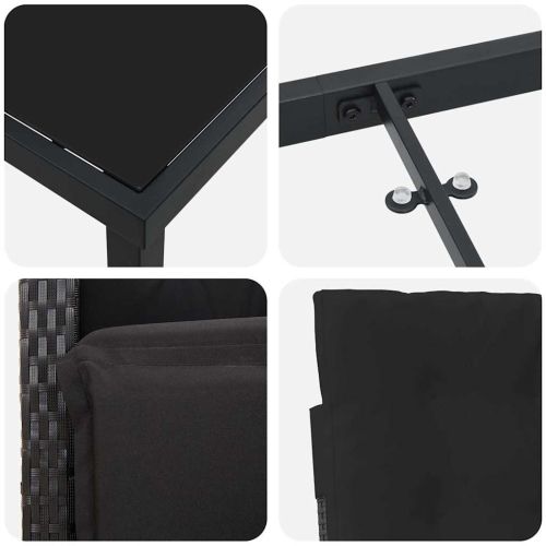 Комплект за хранене в градината 3 pcs Черно полиратан