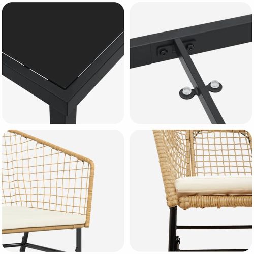 Комплект за хранене в градината 5 pcs Кафяво полиратан