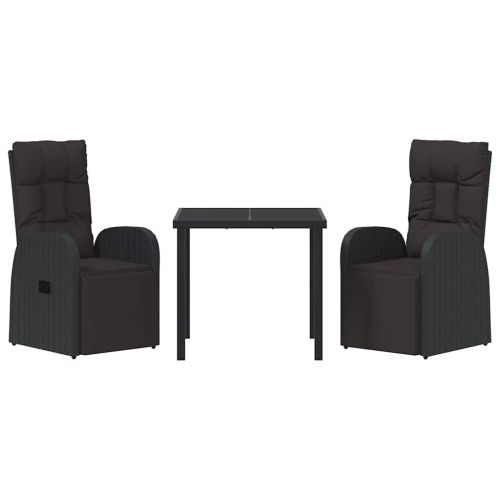 Комплект за хранене в градината 3 pcs Черно полиратан