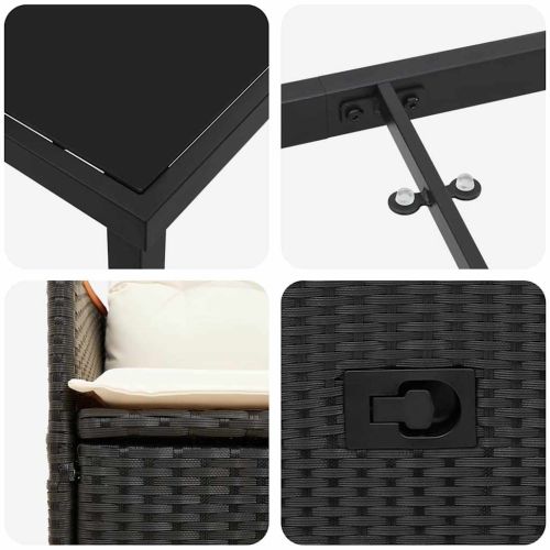 Комплект за хранене в градината 3 pcs Черно полиратан