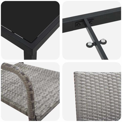 Комплект за хранене в градината 3 pcs Сив полиратан