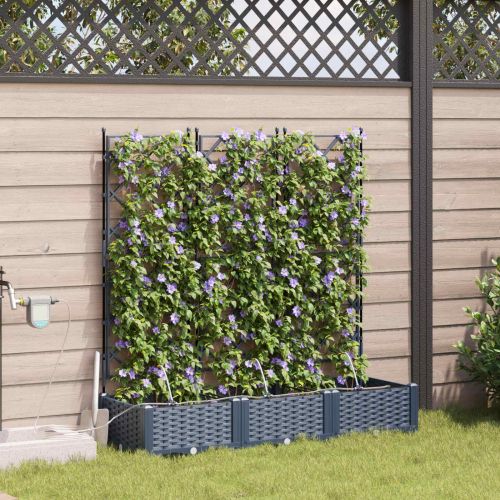 Градинска саксия 3 pcs Сив 120 x 40 x 126 см Пластмаса