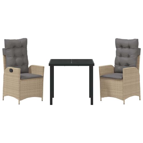 Комплект за хранене в градината 3 pcs Бежово полиратан