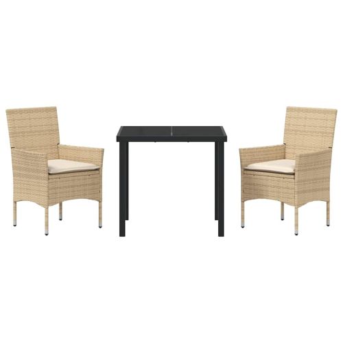 Комплект за хранене в градината 3 pcs Бежово полиратан