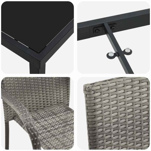 Комплект за хранене в градината 3 pcs Сив