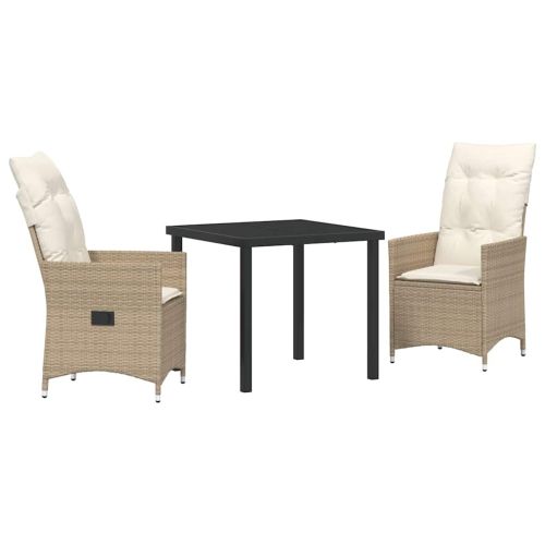 Комплект за хранене в градината 3 pcs Бежово полиратан