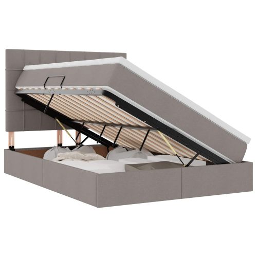Легло с място за съхранение и матрак Таупе 140 x 200 cm